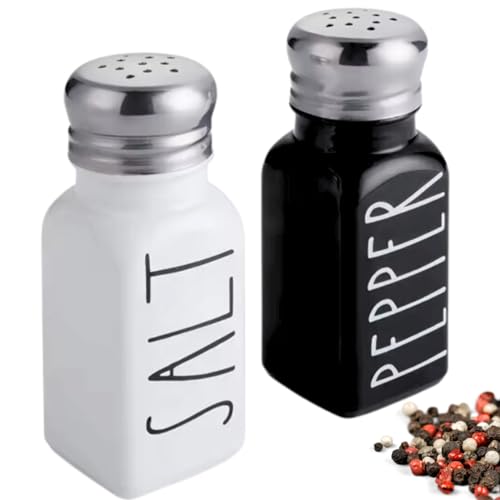 Kit Saleiro e Pimenteiro saleiro preto e Branco saleiro de mesa saleiro Vidro Porta Sal Tampa em Aço