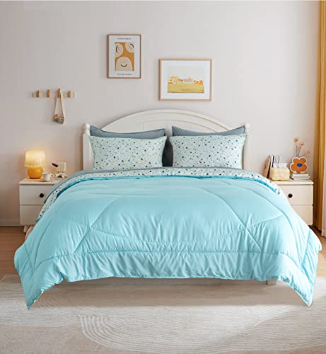 Kasentex Bed In A Bag Light Blue Twin Comforter Set With Sheets 5-Pieces For Kids, Teens, Girls And Boys - Bedding Sets With Comforter, Pillow Sham, Flat Sheet, Fitted Sheet, Pillowcase #TOP12