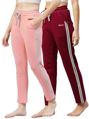 Image of BLINKIN Women Cotton Stribed Casual Style Pyjamas|Lowers With 2 Side Pockets : Ideal For Night Wear & Comfort Wear - The Ultimate Relaxed Fit Track Pants (Combo-608)