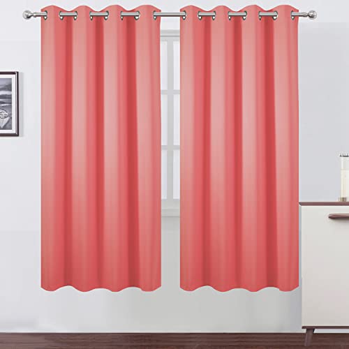 Image of LEMOMO Coral Thermal Blackout Curtains /52 x 72 Inch /Set of 2 Panels Room Darkening Curtains for Bedroom