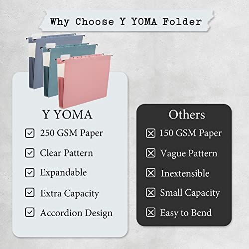 Y Yoma 6 Pack Extra Capacity Hanging File Folders Letter Size Accordion Decorative File Folder Cute Colored Hanging Folder Organizer For Office Home With 1/5-Cut Adjustable Tabs, Pure Color #TOP4