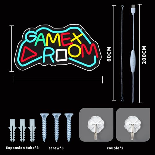 Image of ENUOLI Game Room Neon Sign for Wall LED Lights for Bedroom Dimmable Gaming Neon LED Sign Colorful Game Neon Sign for Wall Decor Kids Teens Boys Room
