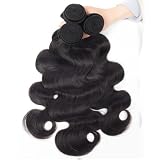 QRSTUVXZY Human Hair Przedłużanie włosów ludzkich 25-101 cm, naturalne czarne peruwiańskie włosy Remy 1/3/4 szt., przedłużanie włosów z falami ciała (28)