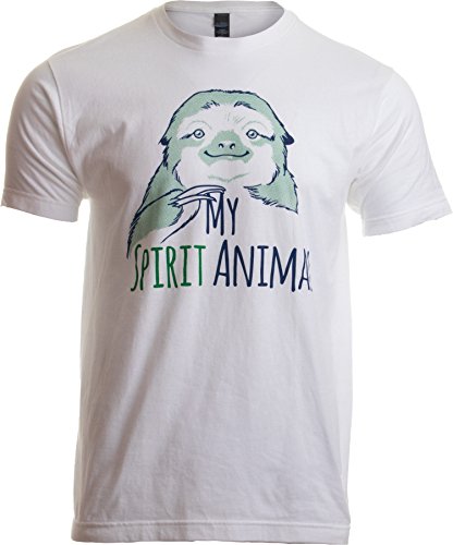 Ann Arbor T-shirt Co. Unisex Adult My Spirit Animal | Cute, Funny Sloth Lover Lazy Guy Napping, M White