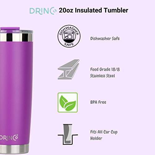 Drinco - 20 Oz Stainless Steel Tumbler | Double Walled Vacuum Insulated Mug With Lid, 2 Straws, For Hot & Cold Drinks (20Oz, 20Oz Purple) #TOP5