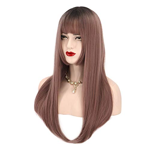 Lurrose Peruca de cabelo reto chique Acessórios de cabelo elegantes Cobertura de peruca requintada d