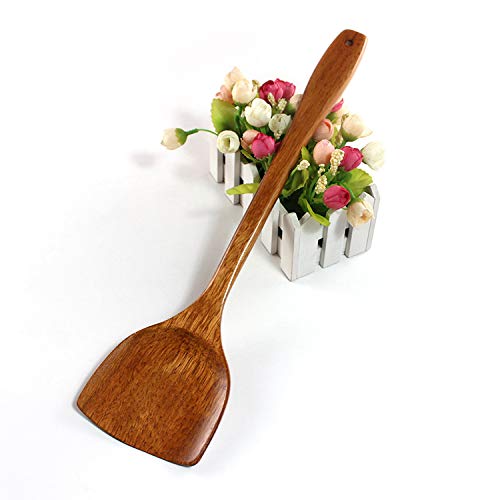 Linwnil Wooden Spatula For Cooking Nonstick, Kitchen Wok Spatula Utensil Set,15" Wooden Turner Serving Tool For High Heat Stirring In Nonstick Pans (2Pcs -Wooden Spatula D) #TOP1