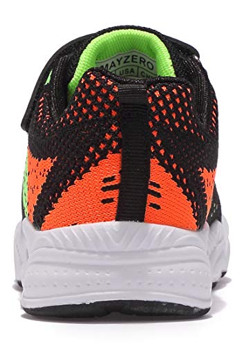 Vivay Kids Sneakers Mesh Breathable Boys Tennis Shoes Lightweight Athletic Sports Running Shoes (1z-Black/Green,Size 1 Little Kid)