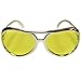 Yellow Lens Silver Frame Elvis Aviator Rocker Glasses