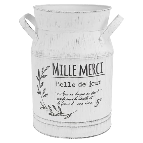 Vase à fleurs en métal blanc retro ifundom en tôle galvanisée