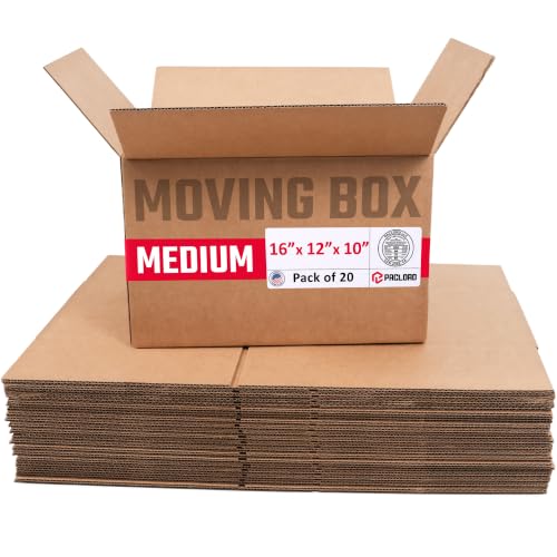 Image of Medium Moving Cardboard Boxes 16 inchL x 12 inchW x 10 inchH (Pack of 20) - USA-Made Packing Boxes for Moving, Shipping, or Storage - USPS, UPS, FedEx Approved - Professional Packing Supplies