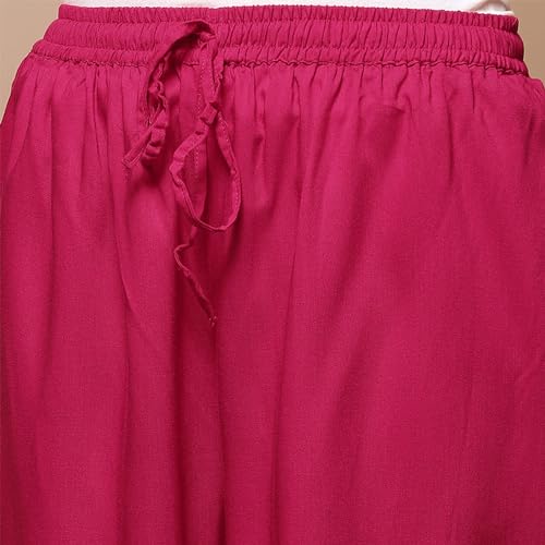 Image of BIBA Women Loose Mid Rise Rayon Palazzo