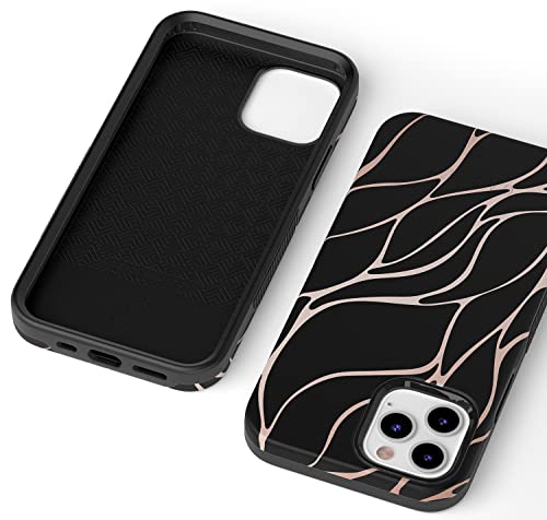 Casely Iphone 12/12 Pro Phone Case | Black And Gold Metallic Waves Case 360 Degree Coverage For Your Phone | Precise Cutouts, 1Mm Raised Lip Camera Protection | Bold #TOP6