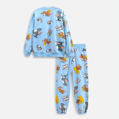 Image of Nap Chief Kids Cotton Official Tom & Jerry Printed Co ord set for Boys & Girls, Sweatshirt and Joggers Clothing Set for Casual Wear