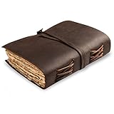 Vintage Leather Journal - Antique Leather Bound Journals Writing Notebook Sketchbook - Book of Shadows Journal - Deckle Edges 7 x 5 Inches