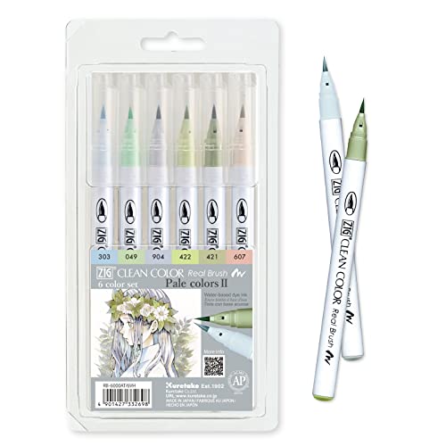 ZIG CLEAN COLOR REAL BRUSH - Juego de 6 colores (juego de 6 colores pálidos II)