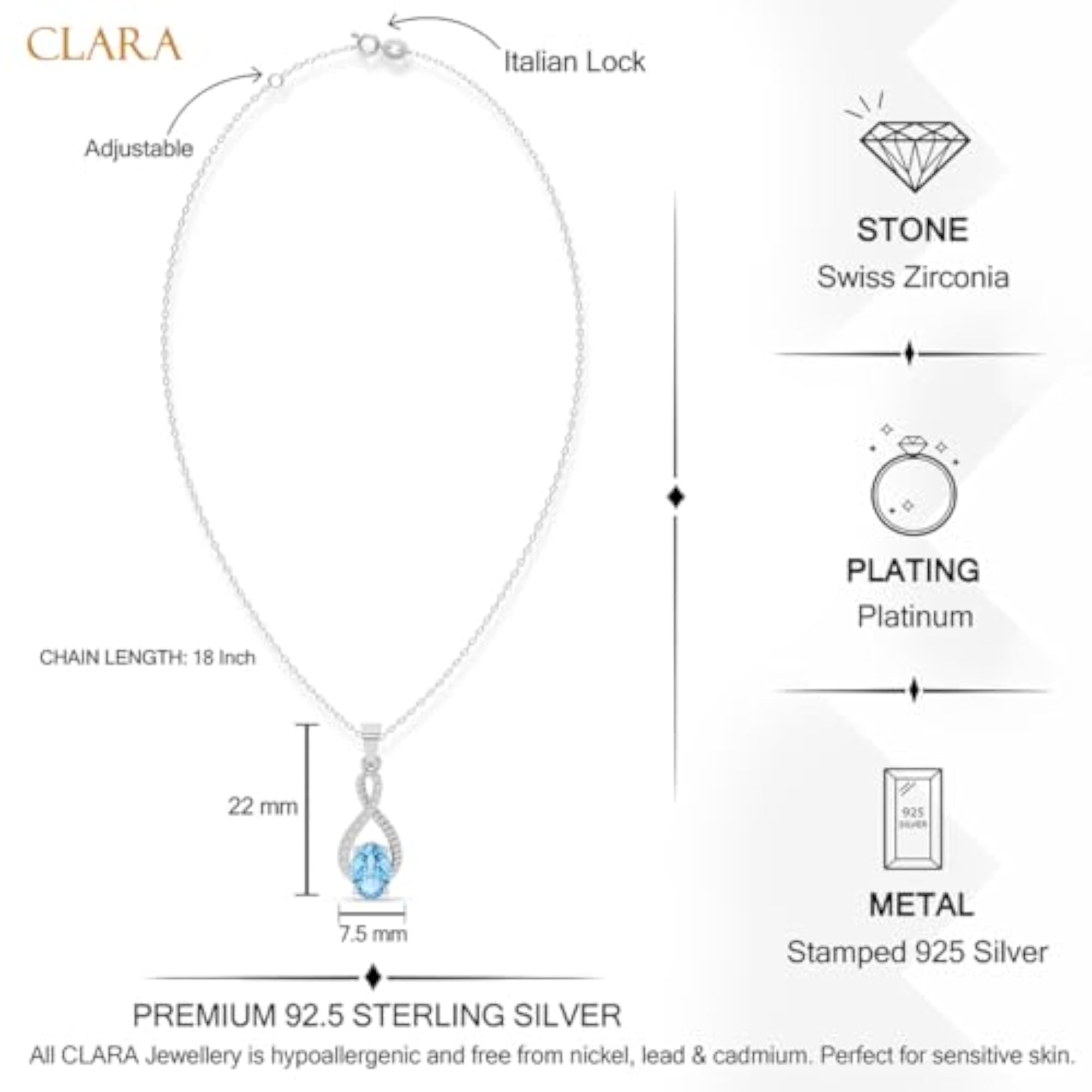 Women's 925 Silver Sky Pendant Necklace with Chain