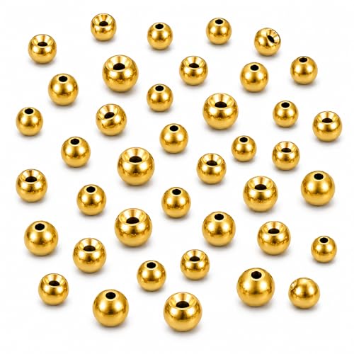 TG-DZURI Tungsten Beads for Fly Tying - 50PCS Tungsten Cyclops Beads for Bass Fishing, Gold 3.3mm Fly Tying Materials for Jig Flies, Trout Patterns and DIY Lure Making