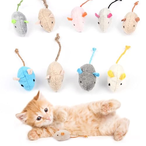 Adiwo Katzenspielzeug Maus, 9 Stück Plüsch Maus mit Katzenminze, Interaktives Katzenspielzeug für Katzen und Kätzchen, Ideal für kleine Rassen Adiwo Katzenspielzeug Maus, 9 Stück Plüsch Maus mit Katzenminze, Interaktives Katzenspielzeug für Katzen und Kätzchen, Ideal für kleine Rassen