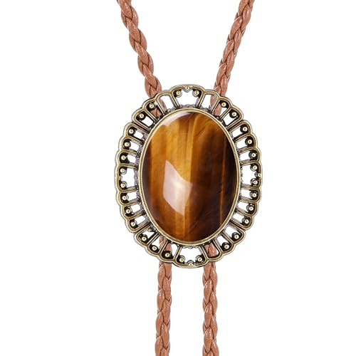 Image of GelConnie Native American Bolo Tie Rodeo Cowboy Leather Necktie Western Necklace Costume Accessories for Men,Women