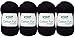 Produktbild Gründl 4x50 Gramm Cotton Fun Woll Set SB Pack inkl. Anleitung für EIN Einkaufsnetz, Einkaufstasche mit Häkelnadel (16 Schwarz)