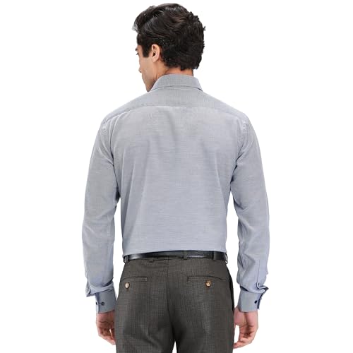 Image of Park Avenue Men's Slim Fit Structure Pattern Cotton Polyester Blend Semi Cutaway Collar Full Sleeve Formal Shirt