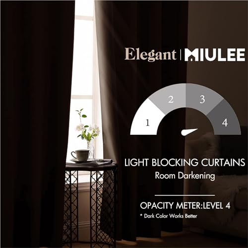 MIULEE Blackout Curtains 96 Inches Long for Bedroom Living Room Thermal Insulated Room Darkening Grommet Top Solid Light Blocking Drapery Set of 2 Window Panels Chocolate Brown