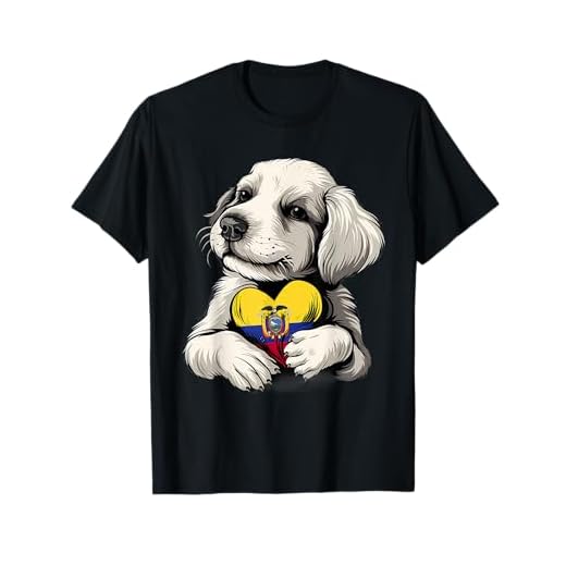 Ecuador Dog Heart Ecuadorian Roots Ecuadorian Flag T-Shirt