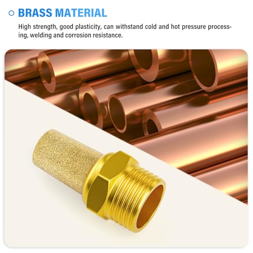 TAILONZ PNEUMATIC Sintered Bronze Exhaust Muffler 1/4 Inch NPT - Brass Body Protruding (Pack of 10) by TAILONZ PNEUMATIC - Image 4