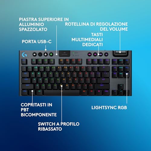 G915 X LIGHTSPEED TKL Tastiera gaming wireless a profilo ribassato, GL Brown Tactile - PC/Mac, ITA QWERTY, G502 X PLUS Mouse Gaming Wireless LIGHTSPEED RGB, Ottico LIGHTFORCE - Tastiera gaming - Immagine 5