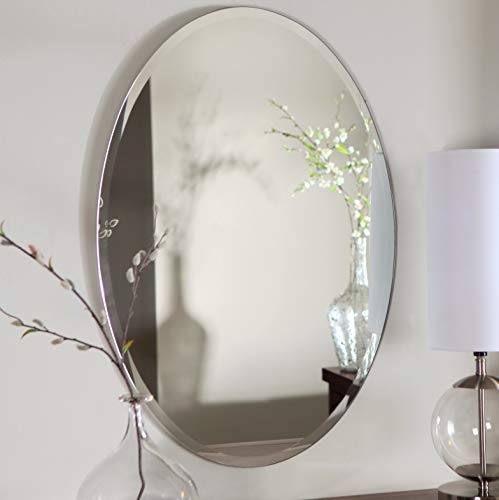 Mirrors And More 21 X 31 Bathroom Mirrors For Vanity - Oval Beveled Rustic Mirrors For Bathroom - Vertical Or Horizontal Placement - 3 D-Ring Hardware On Backer #TOP4