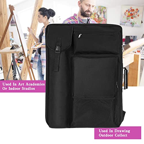 Image of TreochtFUN Art Bags for Supplies Portfolio Case 19 X 25.5 in Medium | for Storage A2 Canvas Board A3 Sketchbook - Carrying Artwork with Backpack & Tote-handle