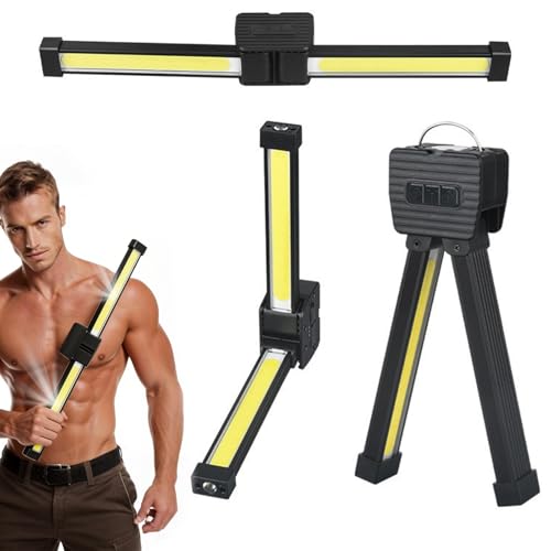 Gym Lamp for Posing Magnetic LED Work Light 180 Folding Portable Gym Light with Hook USB-C Rechargeable Waterproof Flashlight 7 Level Dimming for Fitness Gym Lighting Camping Workshop Selfie Light