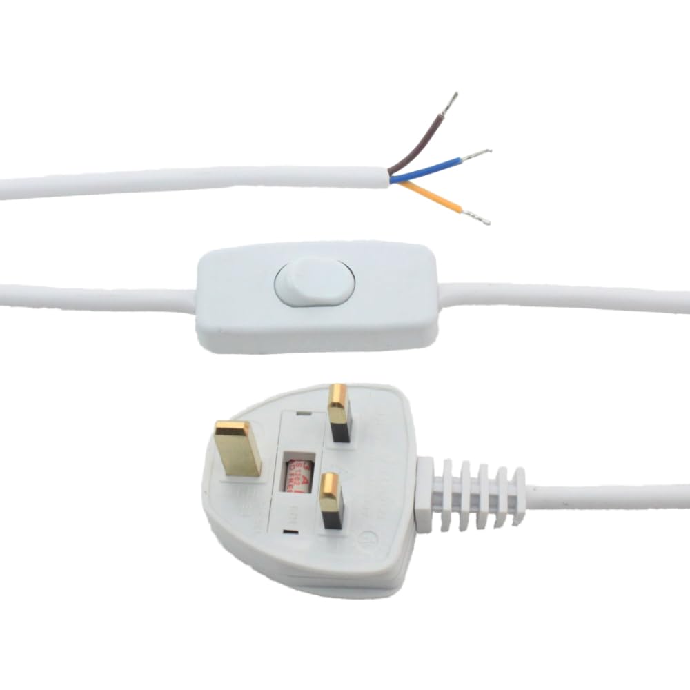 3 Core Table Lamp Pre Made Cable with Inline Switch 2.5 Meters