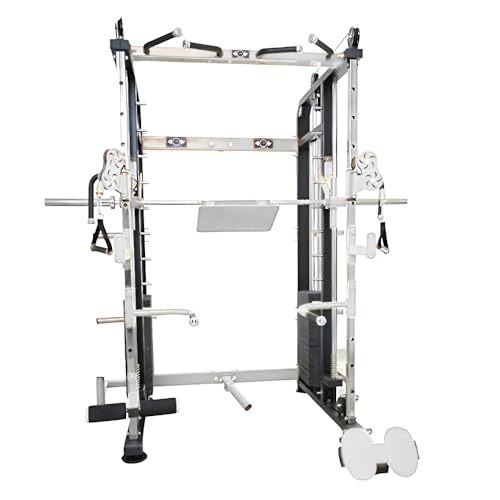 Image of Gym24 Functional Trainer with Smith Machine Home Gym Setup G24FTS501 | Dual 80 kg PVC Weight Stack | Multi Gym with Leg Press Pull Up Dip Bars T Bar Row | Grey Black