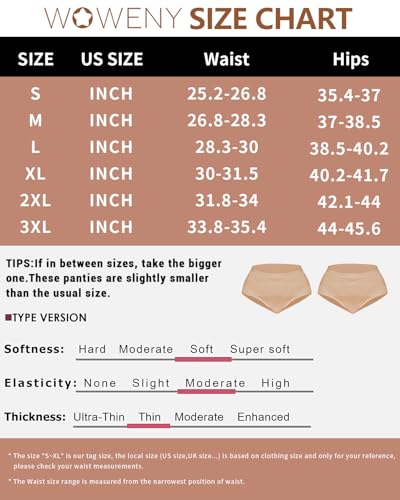 WOWENY Tummy Control Shapewear Panties for Women Seamless Panties Butt Lifter Underwear Comfy Body Shaper Sexy Briefs(2131-Beige, Medium)