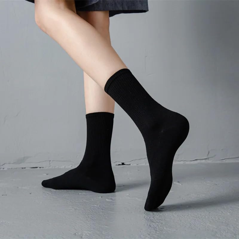 Black Crew Socks, 6 Pairs - Long Solid Color Exercise & Fitness Socks for Men or Women - Perfect for Daily Wear or Sports4