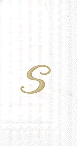 Boston International IHR 3-Ply Paper Napkins, 16-Count Guest Size, Monogram S