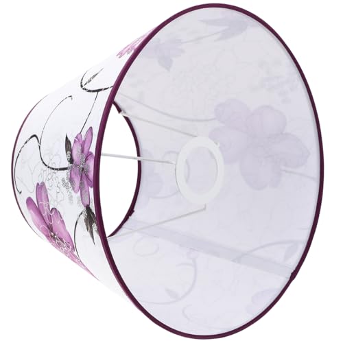 Holibanna Vintage Lamp Shade Fabric Bell Shape Lampshade Floral Lamp Shade Replacement Chandelier s Table Light Cover Farmhouse (Purple) - Image 5