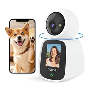 Noorio 2-Way Video Calling Camera, One Click Call 2K Security Camera Indoor, 360° Pan/Tilt Pet Camera with Phone App, Color Night Vision Baby Monitor/Dog Camera, CL200