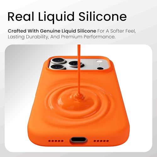 Image of CASEGEAR Silicone Snap Fit Back Cover Case Compatible with iPhone 17 Pro | 8 Feet Drop Protection | Compatible with MagSafe | 360 Protection | Shockproof & Scratch Resistant | Warm Orange