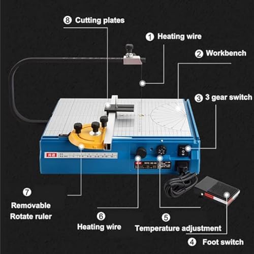Elektryczny nóż do piany, narzędzie do cięcia z regulowaną temperaturą z ruchomą linijką do kształtowania i grawerowania styropianu i pianki rzemieślniczej, konstrukcja biurka