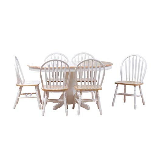 Tms 7 Piece Farmhouse Dining Set, White/Natural #TOP24