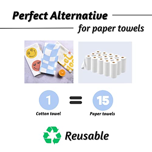 Folkulture Kitchen Towels With Hanging Loop, Set Of 3-100% Cotton Dishcloths Sets, Kitchen Hand Towels For Home, Farmhouse Tea Towels, 20 X 26 Inches, (Smile) #TOP4