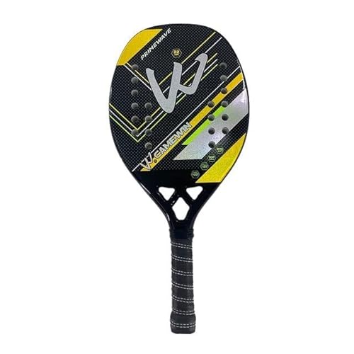 Raquete de Beach Tennis Profissional de Fibra de Carbono 3K Colorida e Bolsa porta-raquete (Amarelo