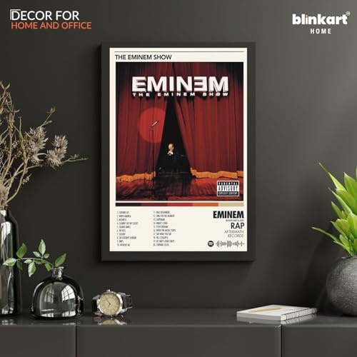 Image of BLINKART Eminem - Murdered By Wall Photo Frames | Wall Art for Bedroom, Living Room, Studio or Office | Album Cover Print with Spotify Song Link QR Code | Gift for Fans - 8x12 In