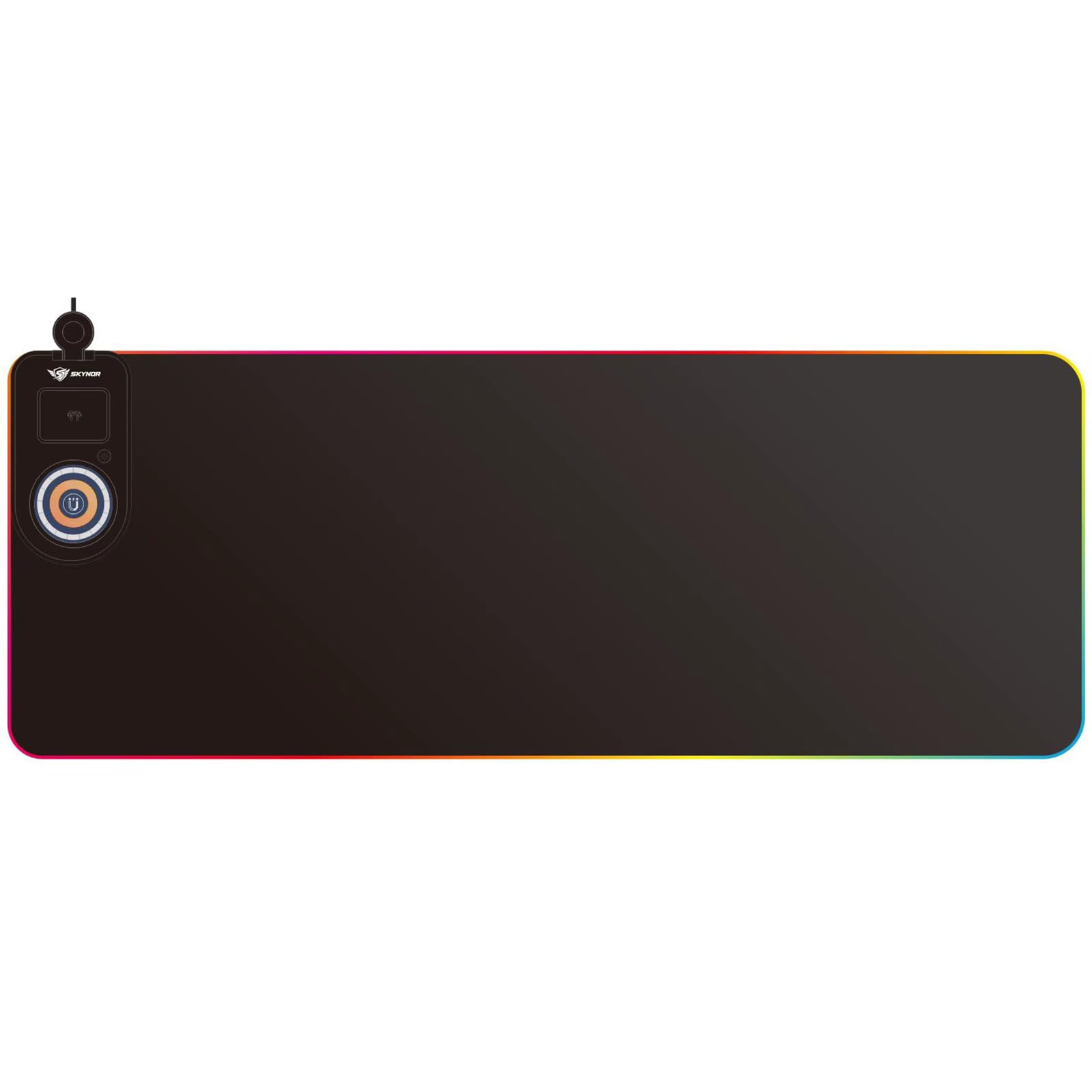 Alfombrilla de mouse RGB con soporte de carga inalámbrica para