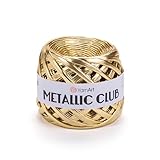 YarnArt Metallic Club – Super Bulky T-Shirt Yarn, 100% Polyester, 6.35 oz (180g), 60 yds (55m), Shiny Multicolor Thread for Handbags, Chic Night Bags, and Crochet Projects (8105)