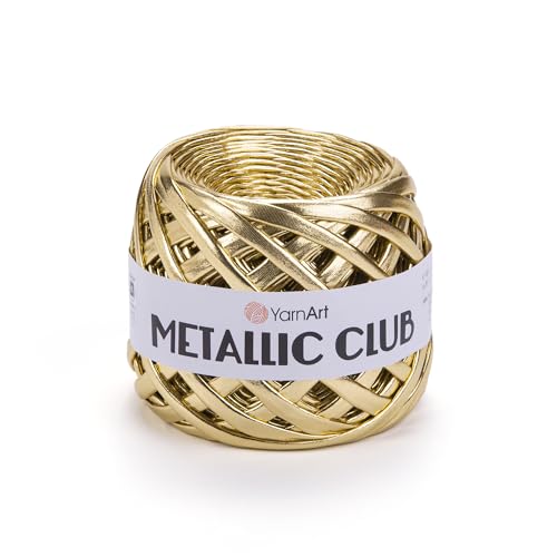 YarnArt Metallic Club – Super Bulky T-Shirt Yarn, 100% Polyester, 6.35 oz (180g), 60 yds (55m), Shiny Multicolor Thread for Handbags, Chic Night Bags, and Crochet Projects (8105)