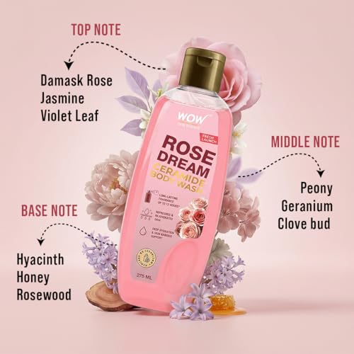 Image of WOW Skin Science Rose Dream� Ceramide Body Wash | Ceramide for Deep Hydration & Skin Barrier Support | Himalayan Rose for a Petal-Soft Feel | Up To 12-Hour Long-Lasting Freshness | 275ml
